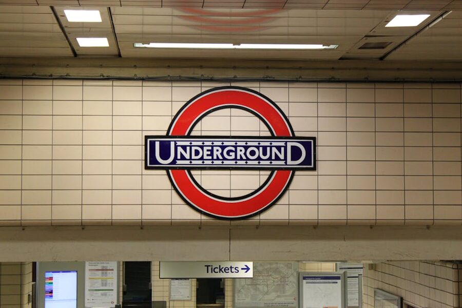 London Underground roundel sign at a tube station entrance