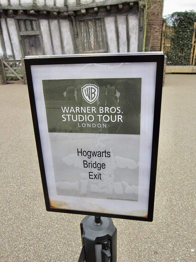 The Hogwarts wooden bridge film set on the outdoor backlot