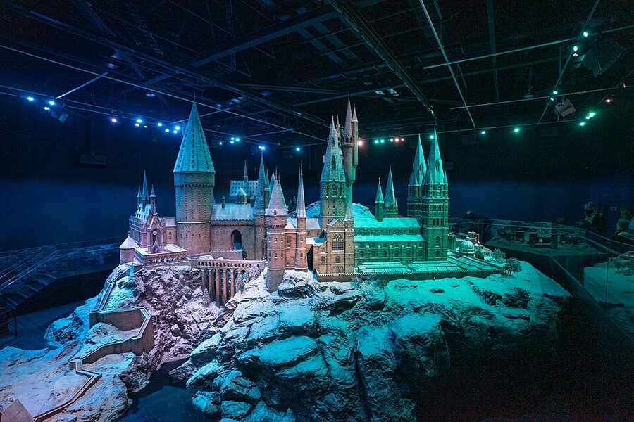 The 1:24 scale Hogwarts model used in establishing shots