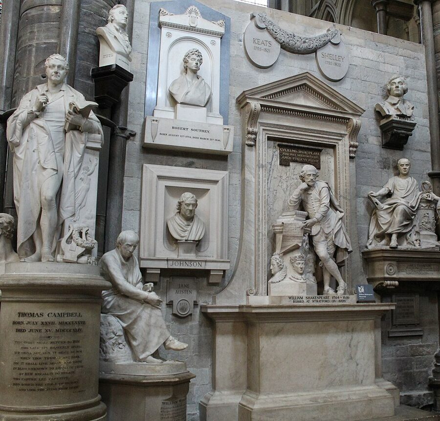 Poets Corner overview Westminster Abbey south transept