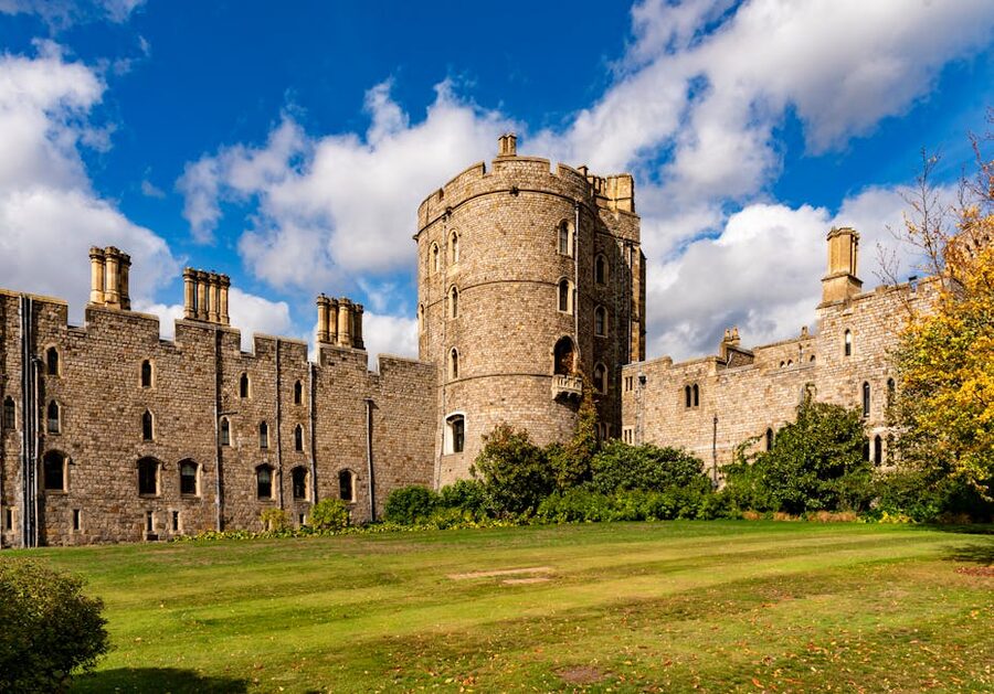 Windsor Castle facade against blue sky