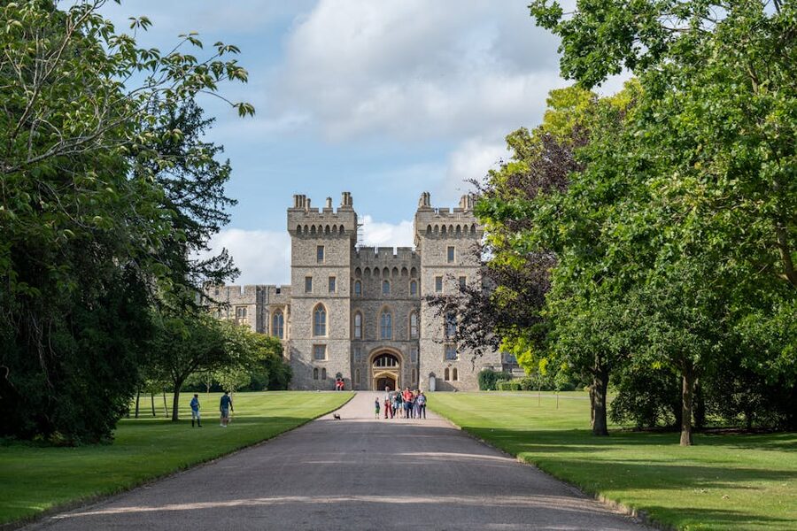 Path leading to Windsor Castle through trees