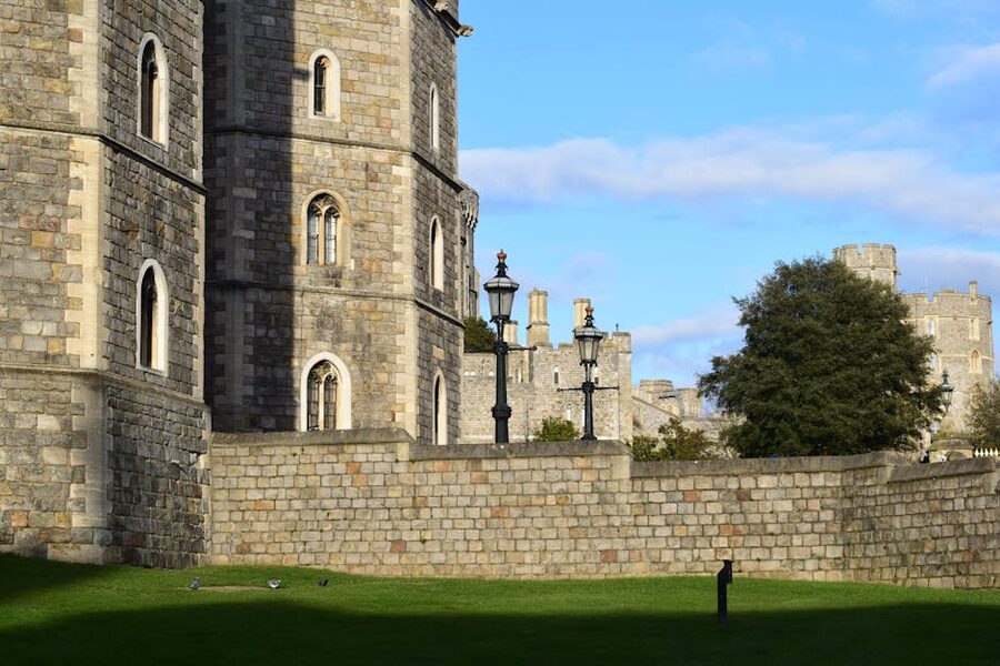 Windsor Castle stone walls and towers