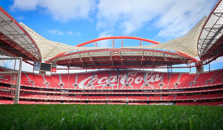 Estadio da Luz pitch and red seats