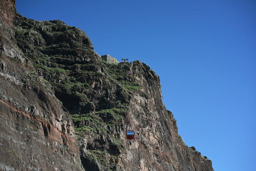 Cabo Girao cliff with cable car Madeira