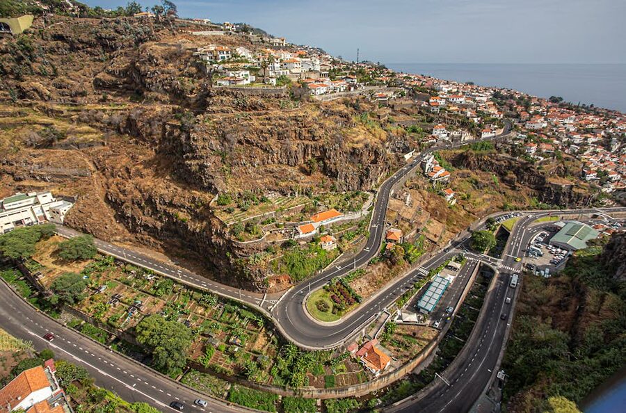 Madeira winding coastal roads with cliffs and ocean