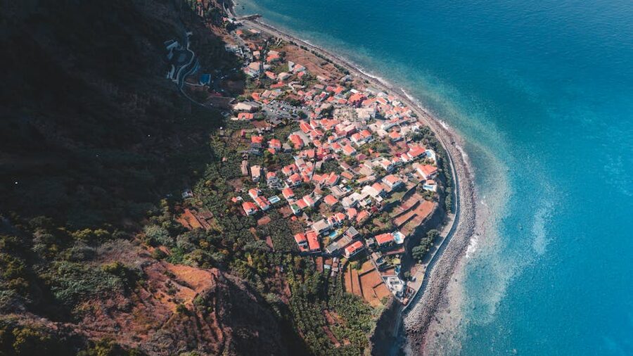 Madeira coastal village aerial view