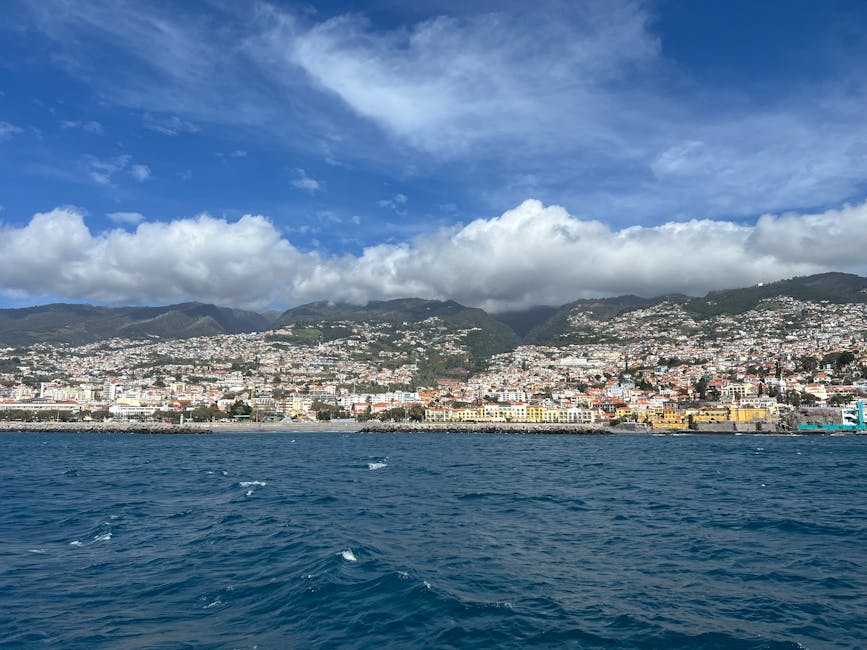 Funchal coast and blue Atlantic water Madeira