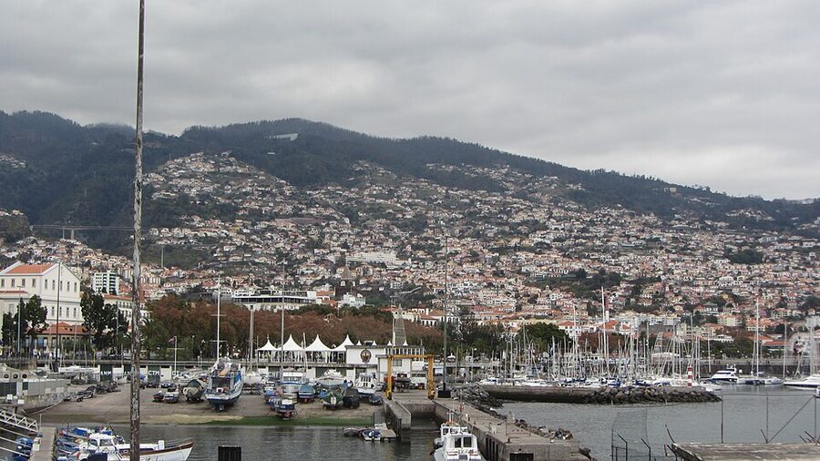 Funchal harbour overview Madeira