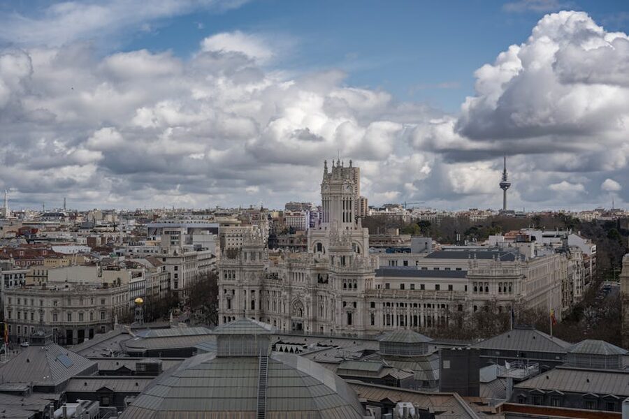 Aerial view of Madrid featuring Palacio de Cibeles