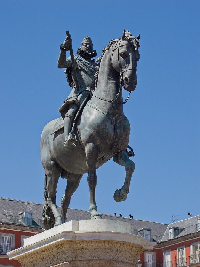 Felipe III equestrian statue in Plaza Mayor Madrid