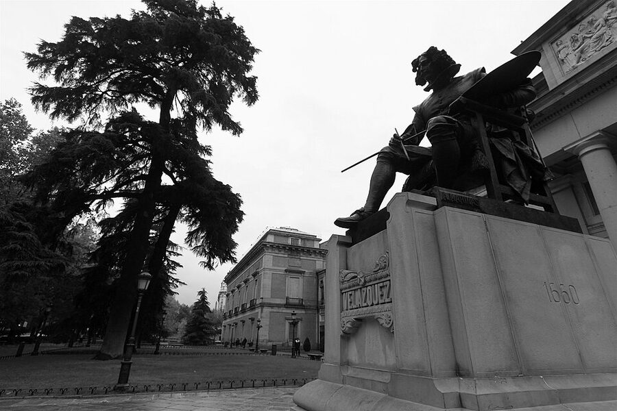 Diego Velazquez statue at the Prado Museum entrance