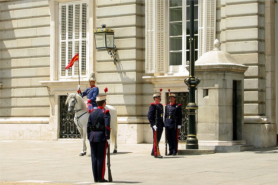 Changing of the guard ceremony at Royal Palace of Madrid