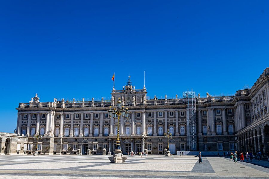 Royal Palace of Madrid exterior on a clear summer day