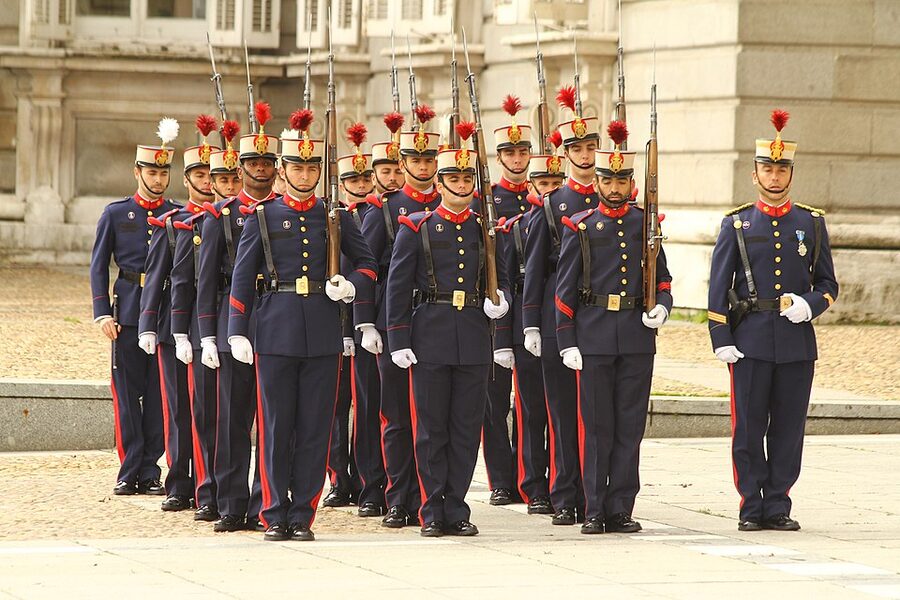 Royal Guard in dress uniform at Royal Palace of Madrid