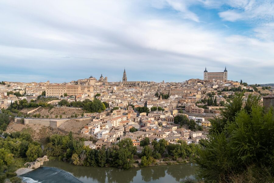 Toledo aerial view three cities Madrid day trip Spain