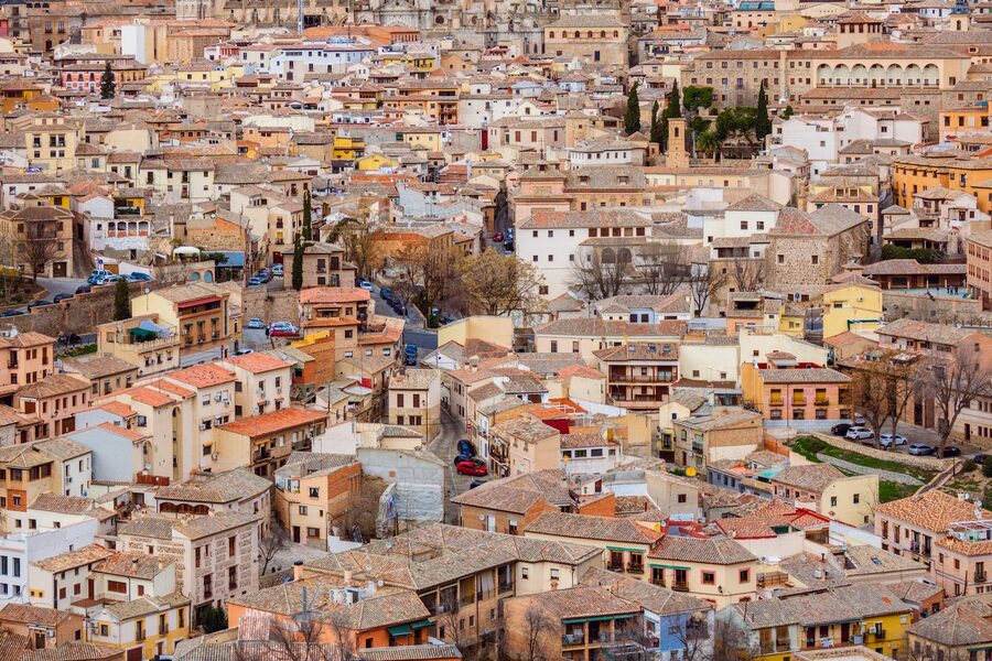 Toledo aerial old town view Spain three cities