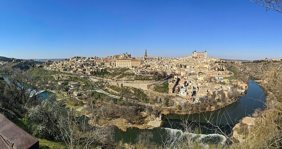 Wide panorama of Toledo from Mirador del Valle viewpoint
