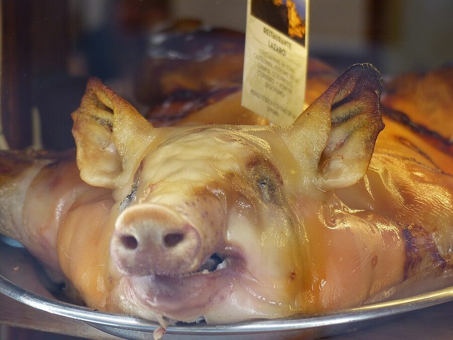 Cochinillo asado Segovia roast suckling pig dish
