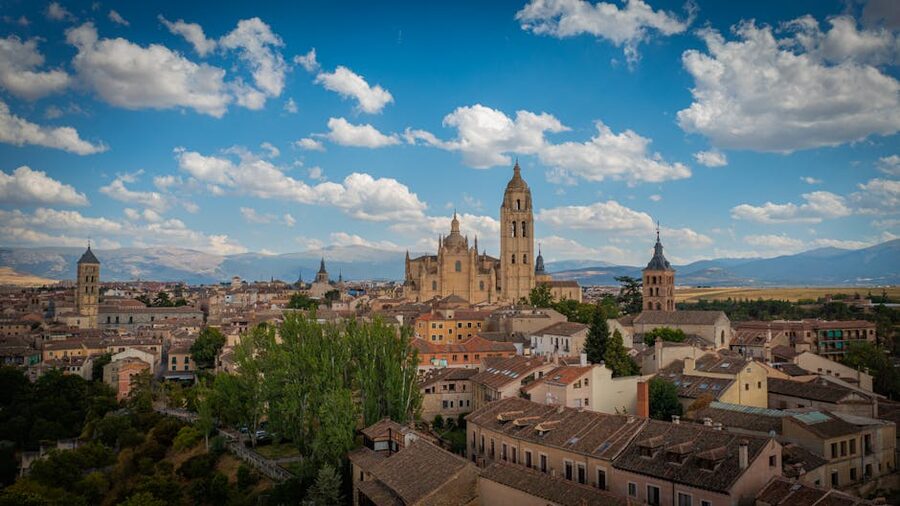 Segovia panorama with Cathedral and historic city