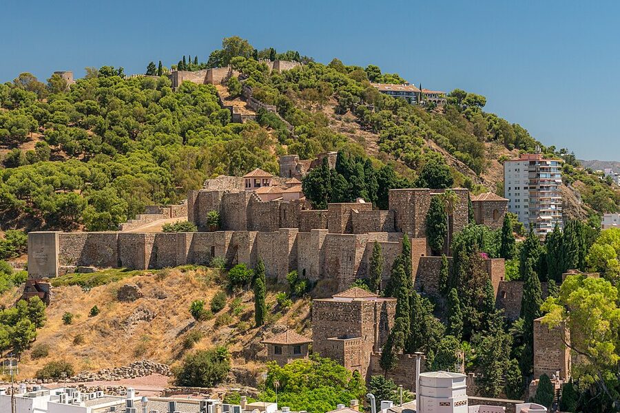 Alcazaba of Malaga overview seen from the cathedral rooftop