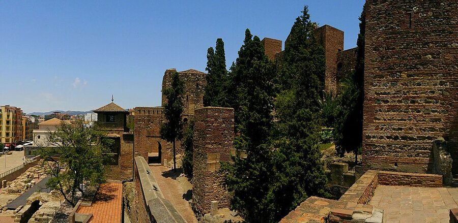 View of the Alcazaba and Roman Theatre from the fortress in Malaga