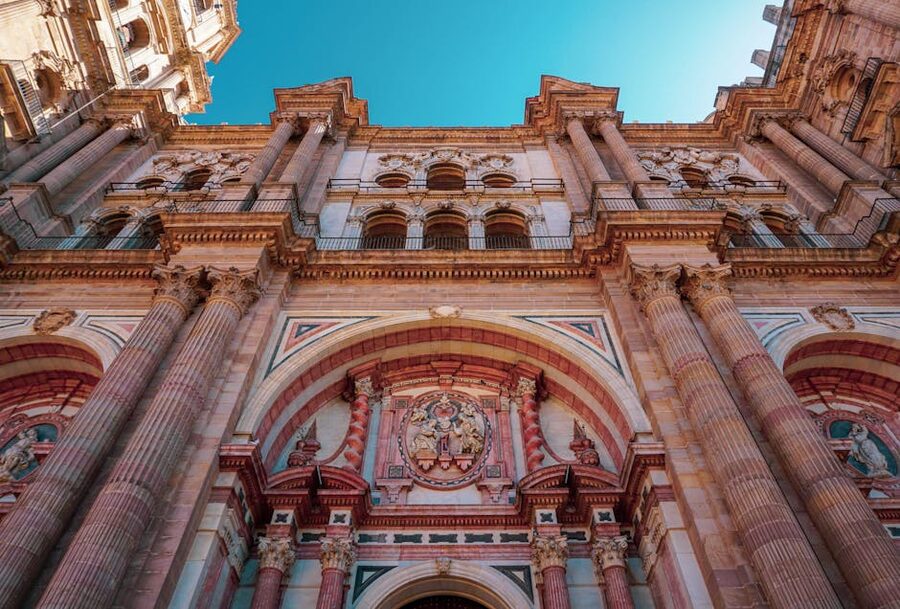 Malaga Cathedral facade detail