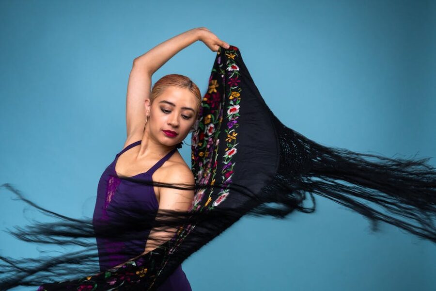 Flamenco dancer in motion mid-performance