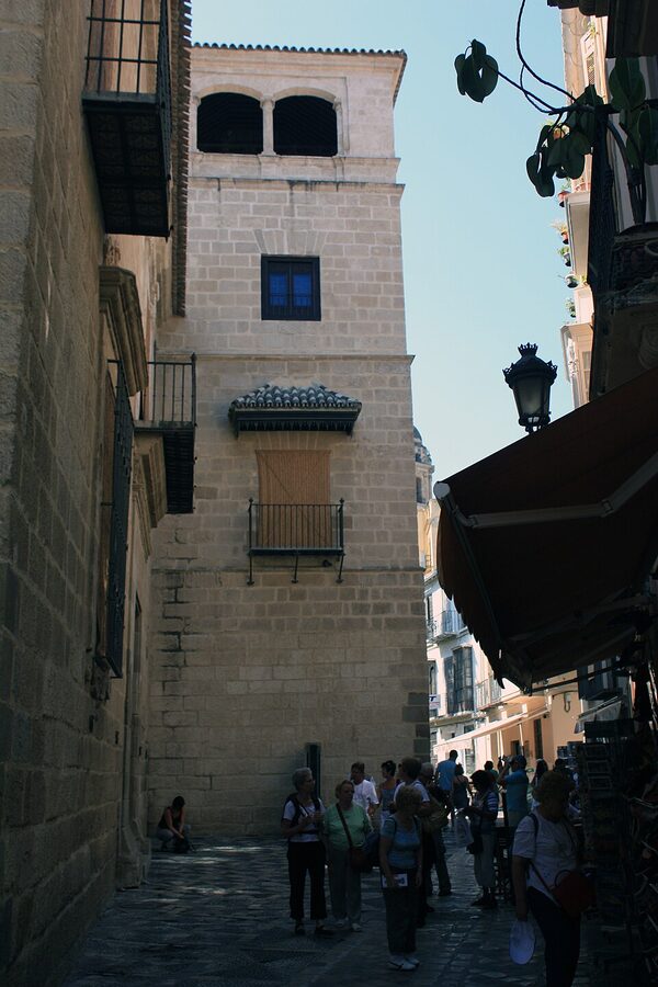 Buenavista Palace facade on Calle San Agustin in Malaga old town