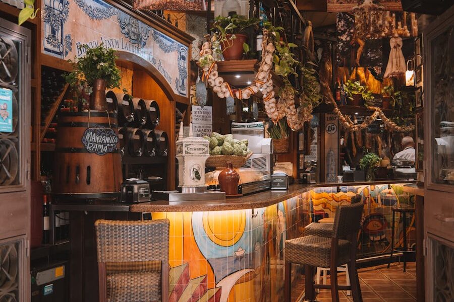 Inviting tapas bar interior in Malaga old town
