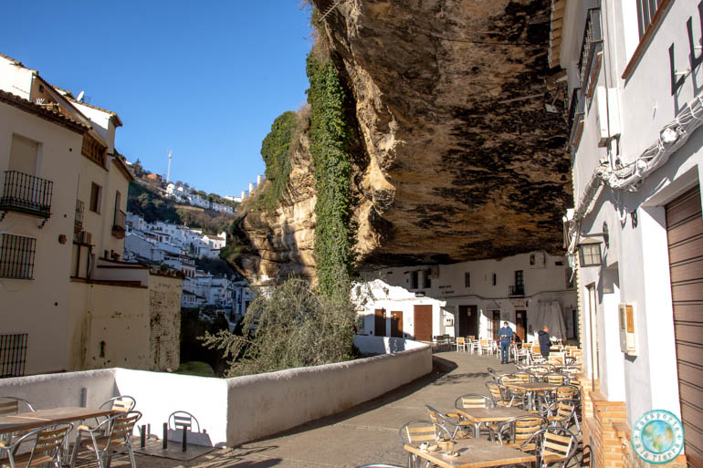 Calle Cuevas del Sol in Setenil de las Bodegas with houses tucked under rock overhang