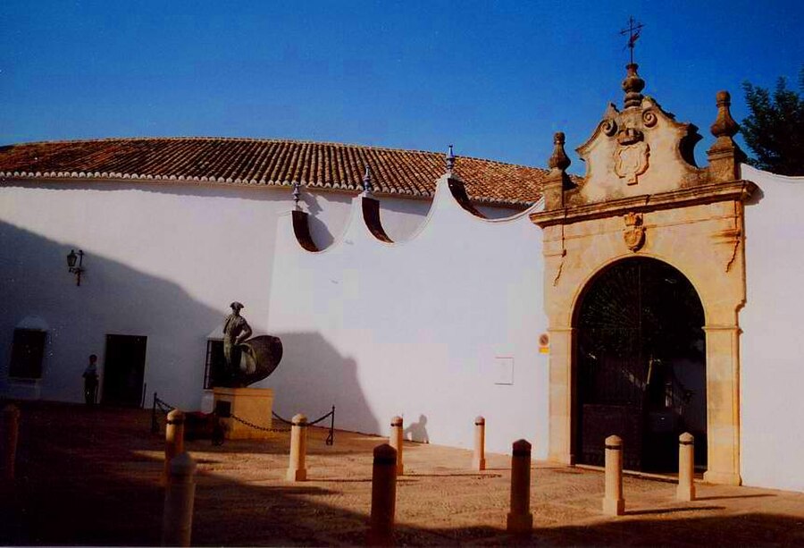 Interior view of the Plaza de Toros de Ronda with the bullfighting ring and stands