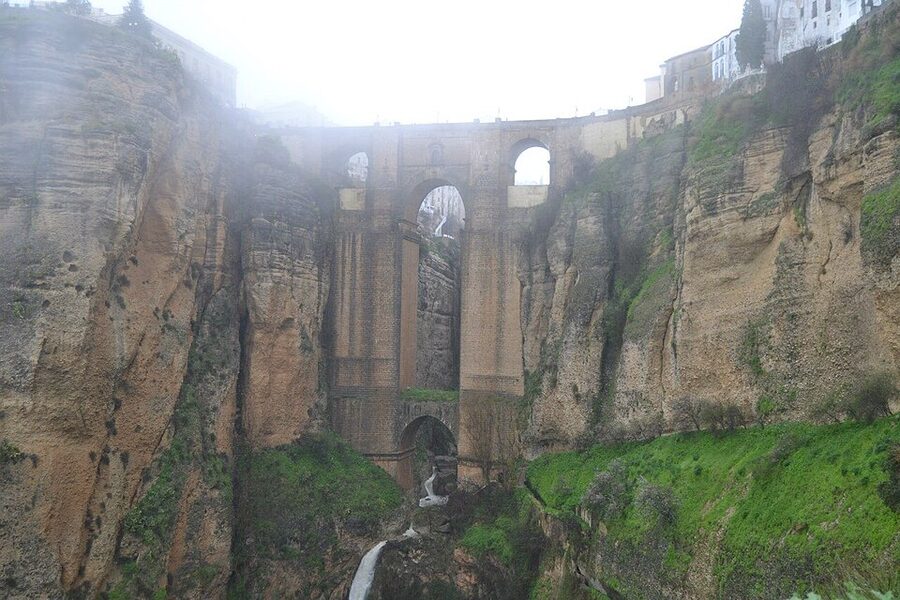 Side view of the Puente Nuevo bridge in Ronda Spain
