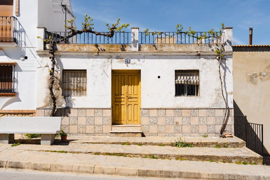 Rustic facade of a stone house in Setenil de las Bodegas Spain
