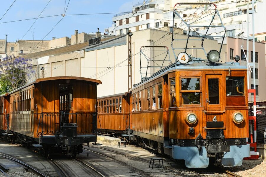 Wooden historic tram in Palma Mallorca
