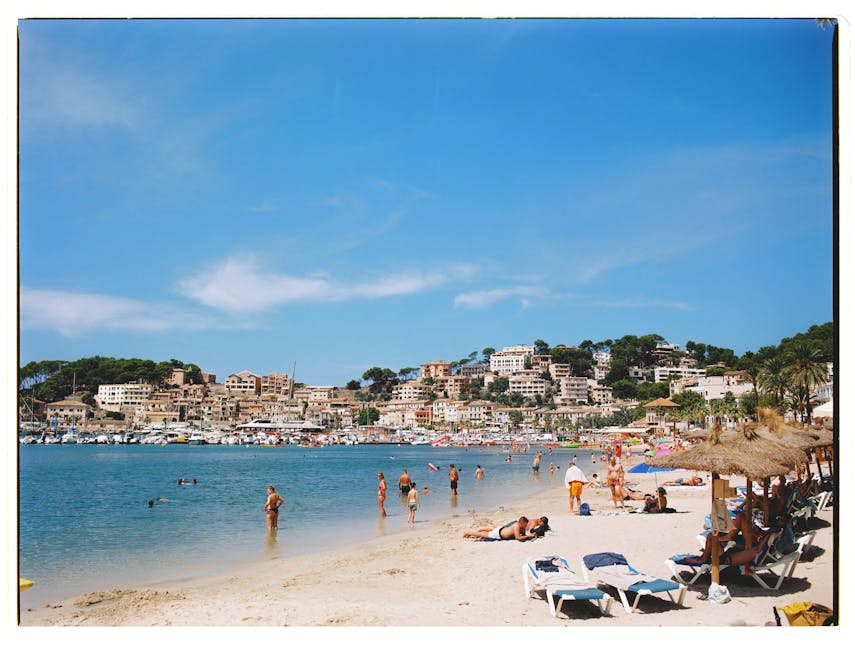 Summer beach scene at Port de Sóller Mallorca