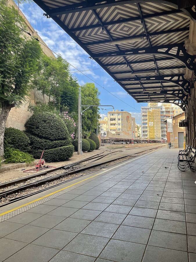 Ferrocarril de Sóller wooden train at the Palma terminus