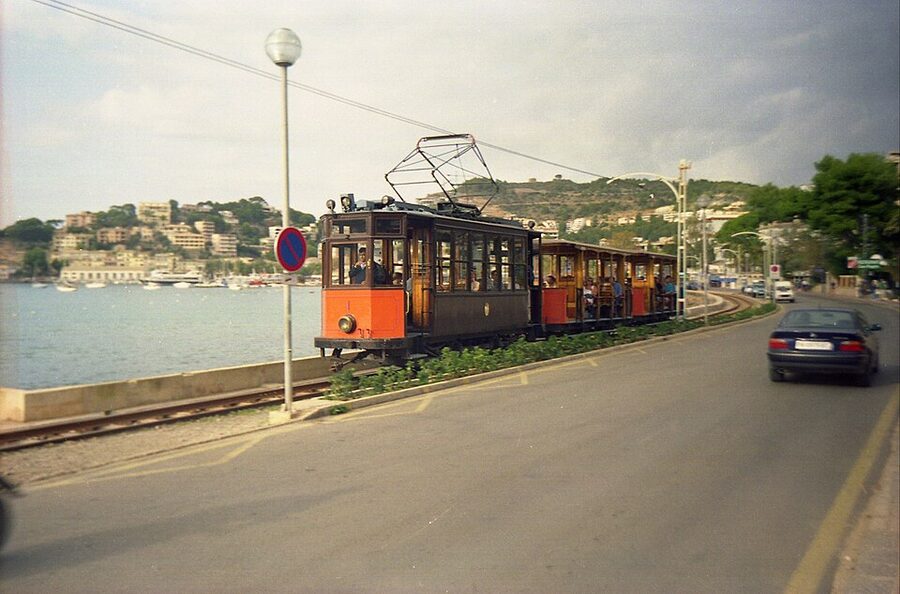 Sóller tram captured in 1999 on the Port de Sóller line
