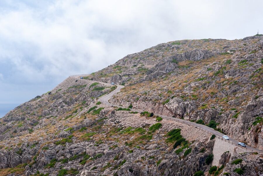 Winding mountain road through rocky Mallorca terrain