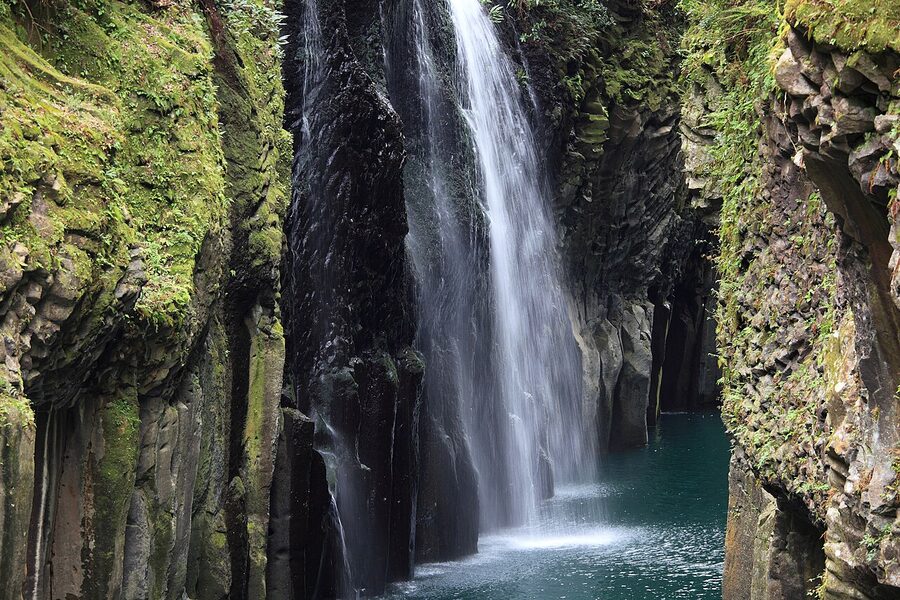 Manai Waterfall flowing into Takachiho Gorge