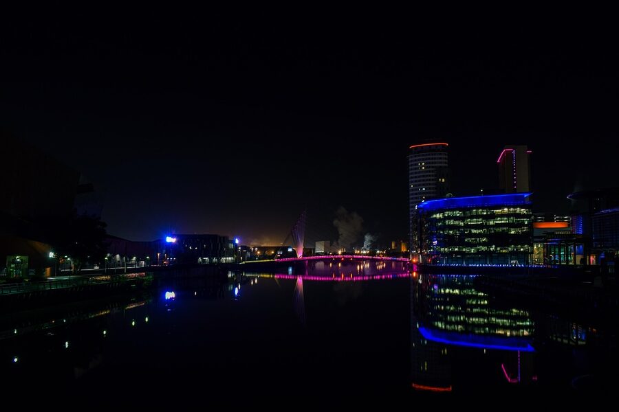 MediaCityUK and Lowry quayside in Manchester