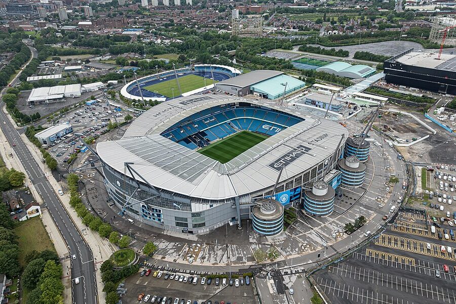 Aerial view of City of Manchester Stadium