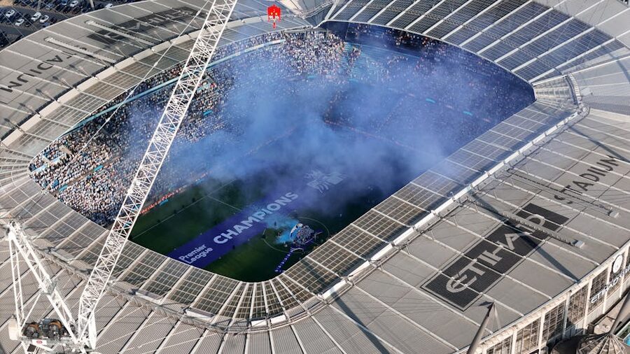 Etihad Stadium aerial during a match