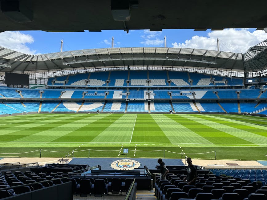 Etihad Stadium pitch and stands viewed from inside