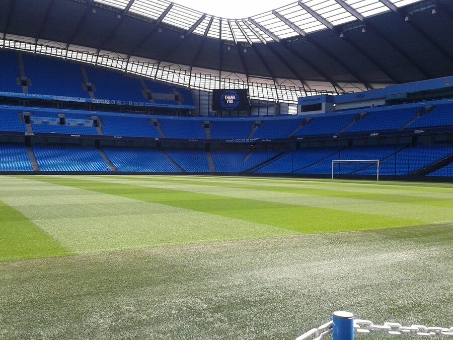 Etihad Stadium pitch with goal