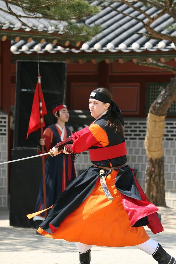 Martial artists performing at Hwaseong Haenggung Palace