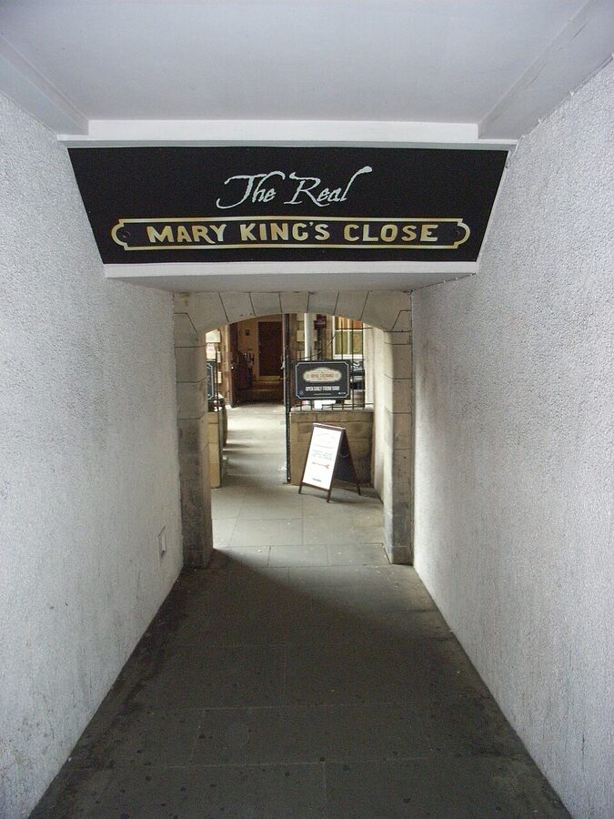 Cobblestone surface inside Mary King's Close underground in Edinburgh