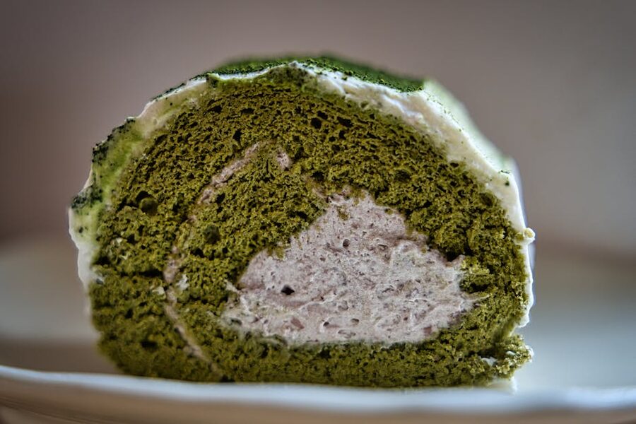 Matcha Swiss roll cake dessert