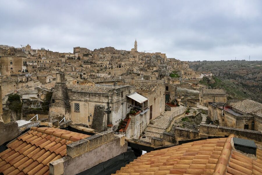 Stone streets in Matera Italy