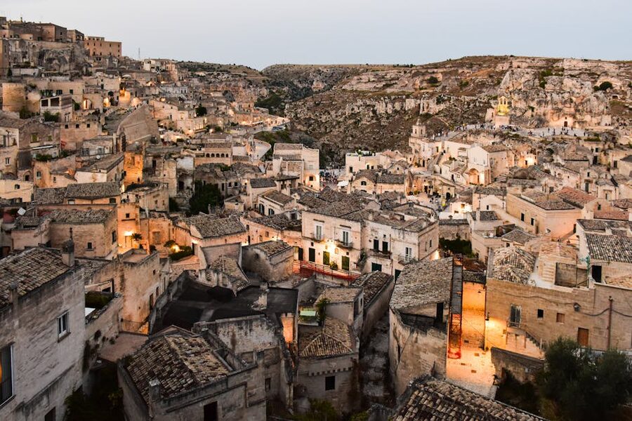 Twilight view over the Sassi di Matera cityscape